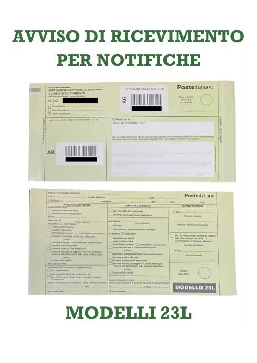 50 Nuove Cartoline Avviso di Ricevimento per Notifica – Modello 23L