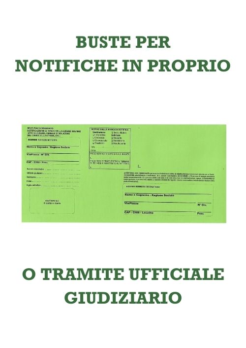 50 Nuove Buste Verdi Atti Giudiziari per Notifiche in Proprio o Ufficiale Giudiziario piccole