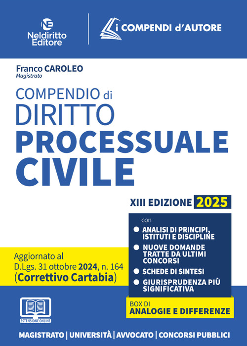 Compendio di procedura civile aggiornato al decreto correttivo Cartabia 2024 II edizione